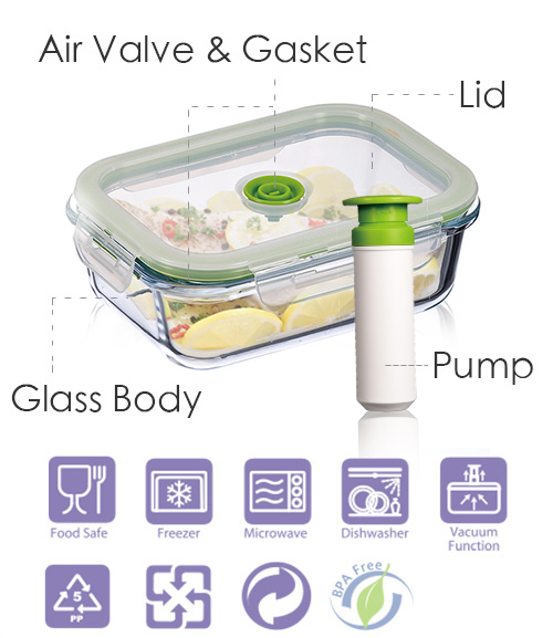 airtight storage containers for food with manual pump